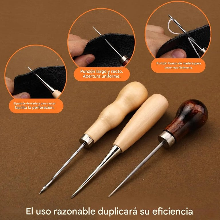 Kit Para Cuero Costura Portatil Y Tapicería X 50 Piezas