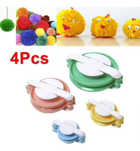 Kit Para Hacer Pompones Estambre 4 Tamaños Costura