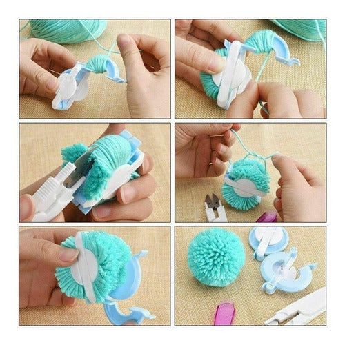 Kit Para Hacer Pompones Estambre 4 Tamaños Costura