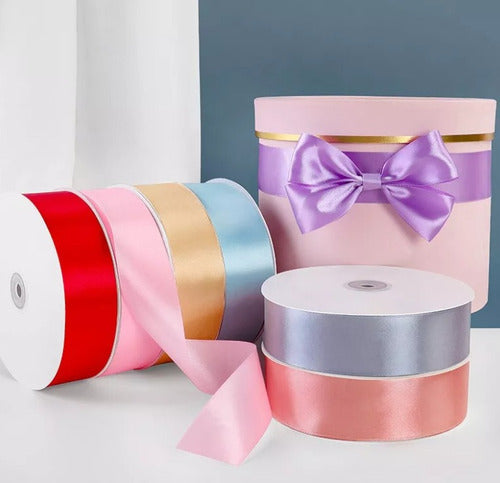 Rollo Cinta Satin Para Decoracion Ancho 4 Cm X 55 Metros