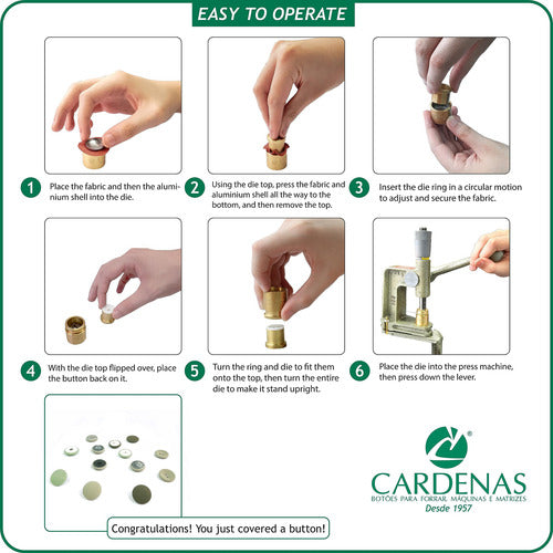 Kit Máquina Hacer Botones Coser Ropa Alfileres Verde 1/2 Y 3