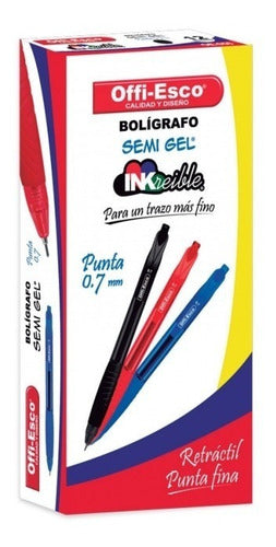 Esfero Retractil Semigel X12u Color De La Tinta Negro Color Del Exterior Negro
