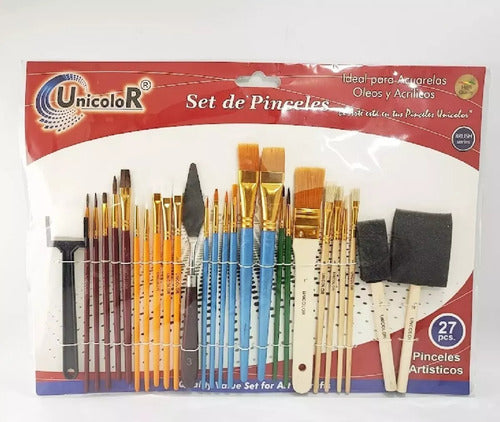 Juego De Pinceles Artísticos Para Oleo Y Acrílico X27 Piezas