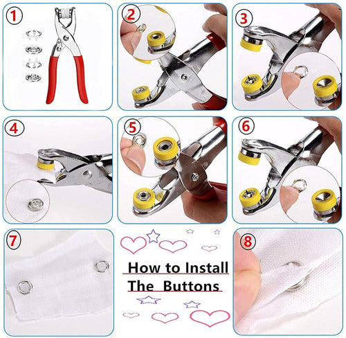 Kit Pinza Alicate Para Broches Metálicos+300 Broches Costura