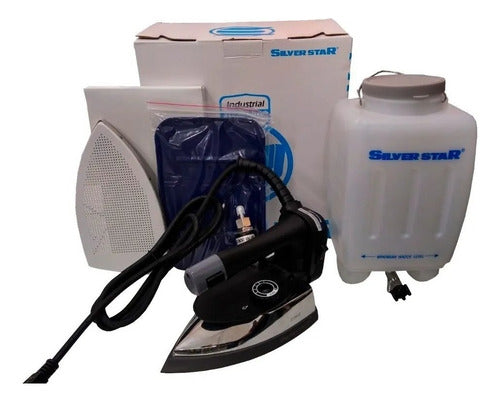 Plancha Industrial Silver Star Vapor Negra 1000w Con Accesorios