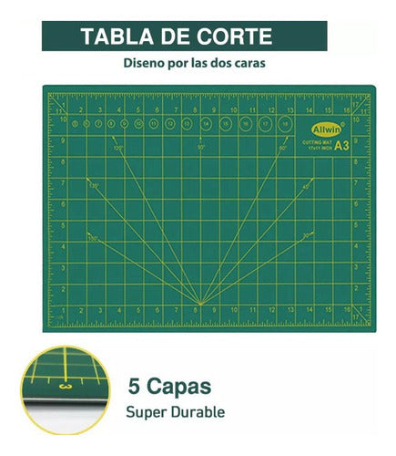 Kit De Herramientas Corte De Tela Tabla Corte A3 X39 Piezas