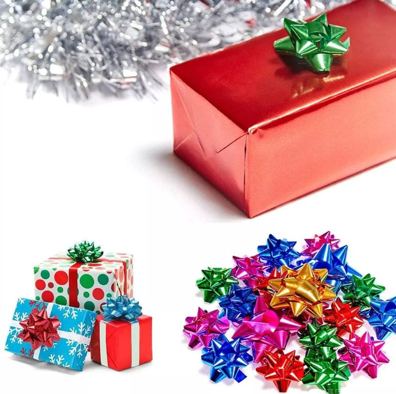 Moños Para Regalo Estrella 30mm Metalizado X100 Und