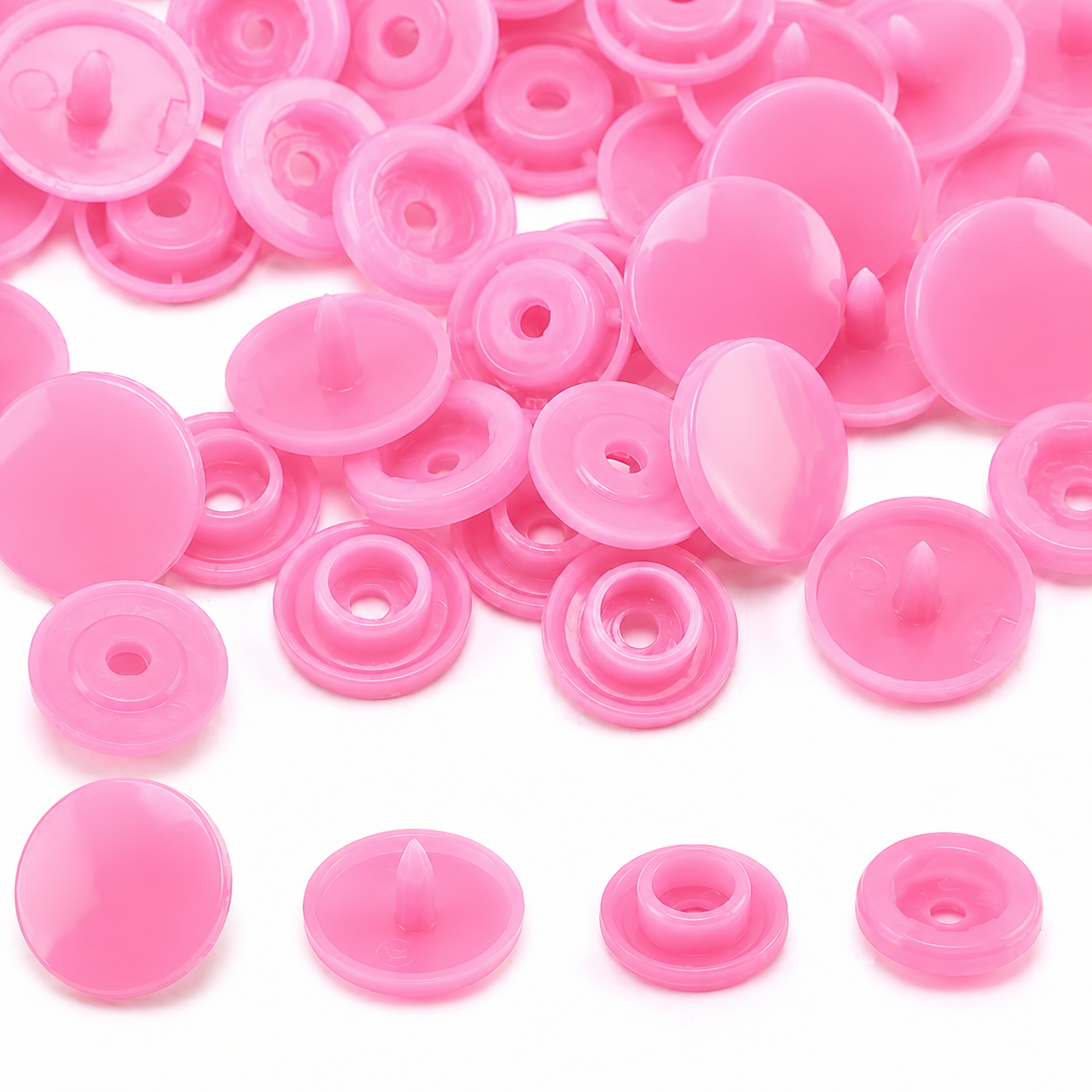 100 Broches Plásticos 12mm A Presión Para Ropa Colores Rosado