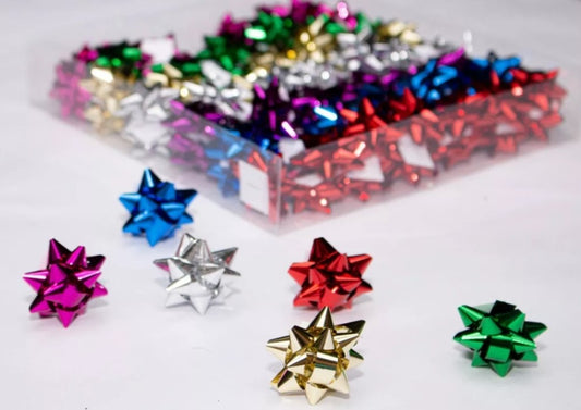 Moños Para Regalo Estrella 50mm Metalizado X54 Und