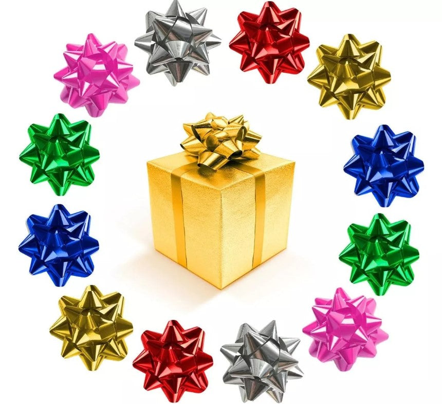 Moños Para Regalo Estrella 30mm Metalizado X100 Und