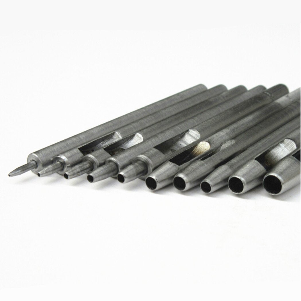 Kit de herramientas de perforación de cuero de acero, 10 tamaños 0.5mm-5mm