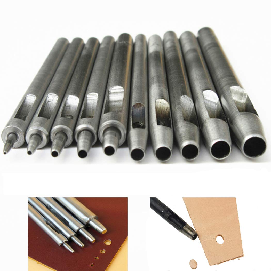 Kit de herramientas de perforación de cuero de acero, 10 tamaños 0.5mm-5mm