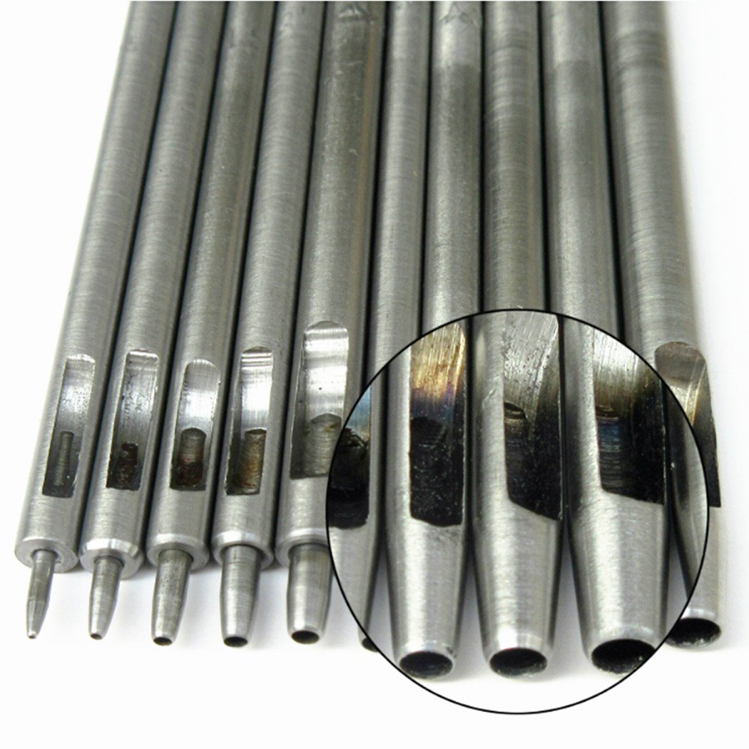 Kit de herramientas de perforación de cuero de acero, 10 tamaños 0.5mm-5mm