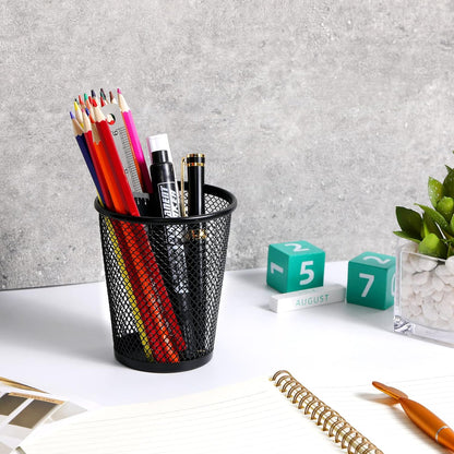 Porta Lapiceros Metalico Negro para oficina y Escritorio