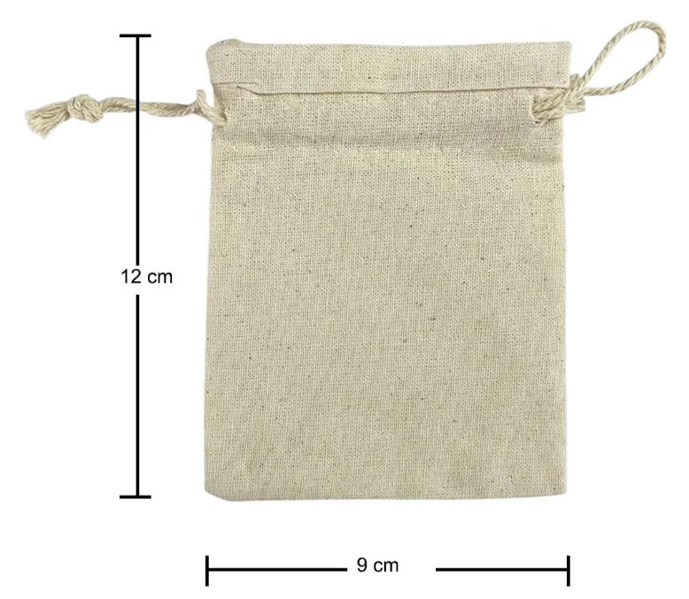 100 Bolsas De Tela Lino Lienzo Cordon Ajustable 12cm x 9cm