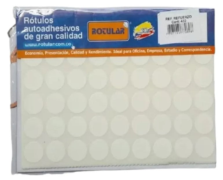 Refuerzo Adhesivo Irrompible Circular Blanco paquete x 500 Pcs