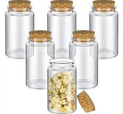 Frasco Vidrio Tapa Corcho 47mmx70mm X 6und 85ml