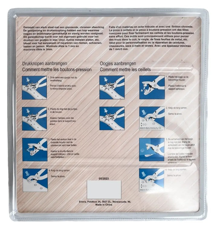 Kit Pinzas Ojaletes  Broches escobil y Sacabocados  X 43 Piezas