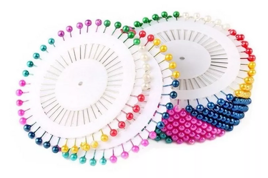 Alfileres Rodaja Cabeza Perla Colores X6