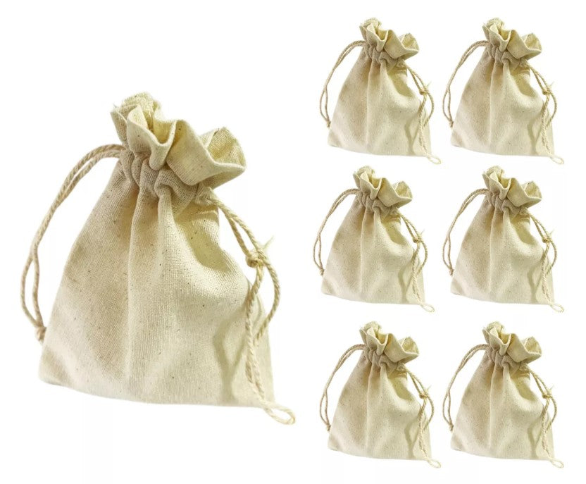 Bolsas De Tela Lino Lienzo Cordon Ajustable 9cmx7cm X 50und