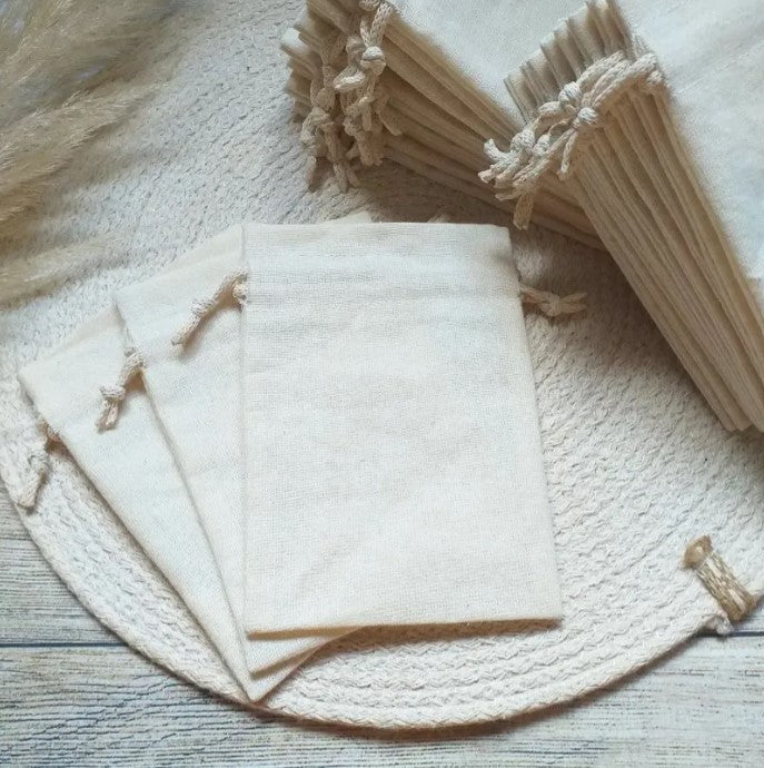 Bolsas De Tela Lino Lienzo Cordon Ajustable 9cmx7cm X 50und