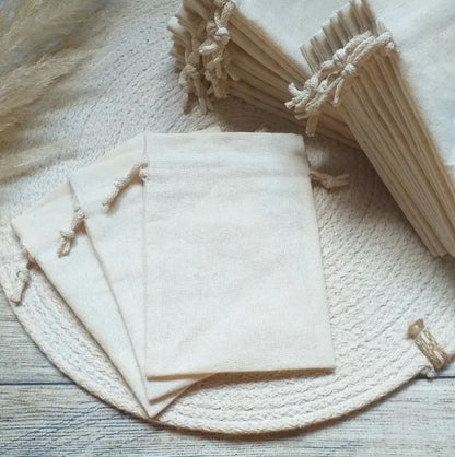 Bolsas De Tela Lino Lienzo Cordon Ajustable 9cmx7cm X 50und