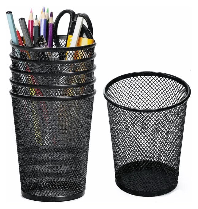 Porta Lapiceros Metalico Negro para oficina y Escritorio