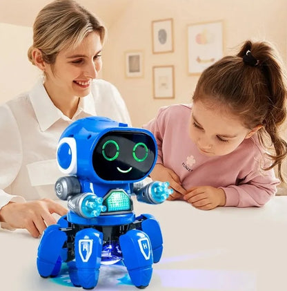 Juguete Robot Interactivo Con Luces Sonido Camina Gira 360