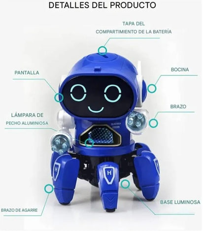 Juguete Robot Interactivo Con Luces Sonido Camina Gira 360