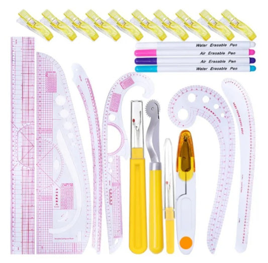 Kit Regla Curva Francesa Multiusos Acrílico Flexible X24 Psz