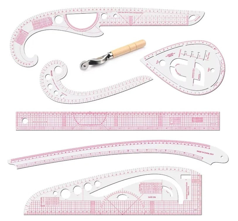 Kit Regla Curva Francesa Multiusos Acrílico Flexible X24 Psz