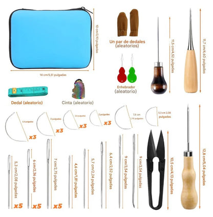Kit Para Cuero Costura Portatil Y Tapicería X 50 Piezas
