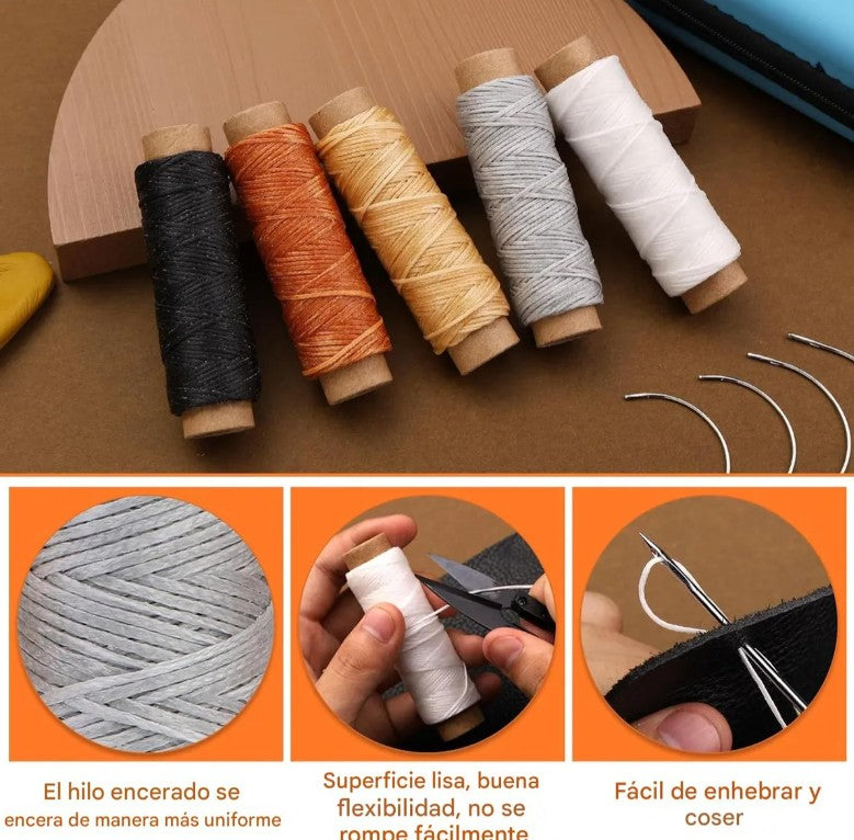 Kit Para Cuero Costura Portatil Y Tapicería X 50 Piezas