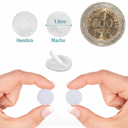 Velcro Puntos Autoadhesivos 1.5cms Para Oficina Casa X144un
