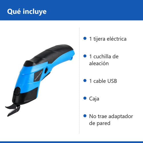 Cortadora De Tela Y Cartón Recargable Usb Tijera Eléctrica