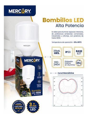 Bombillo Led 100w Alta Potencia Certificado E27 X Unidad 110v Blanco Frío