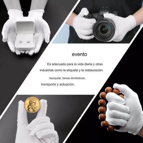 Guantes Blancos O Negros Algodon Todas Las Tallas X 1 Par