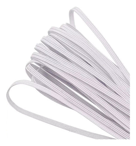 3 Unidades Elastico Resorte Caucho Trenzado 7mm X 10 Metros Blanco