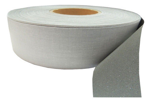 Cinta Reflectiva Gris Para Confeccion Con Base 2.5 Cm X 100m