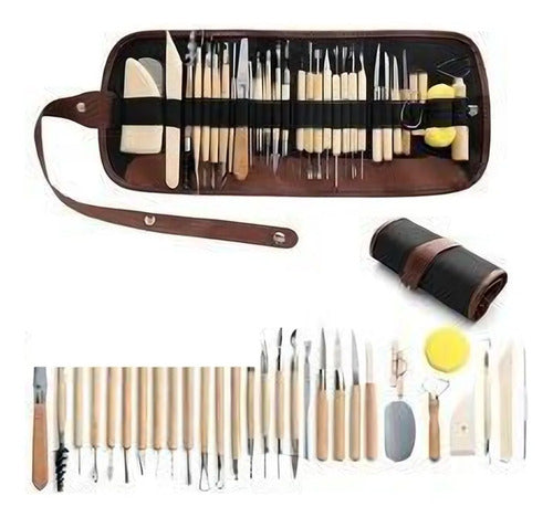 Kit 30 Herramientas Modelar Arcilla Cerámica Con Estuche