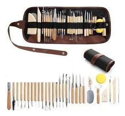 Kit 30 Herramientas Modelar Arcilla Cerámica Con Estuche