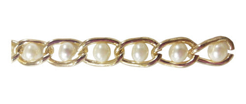 Cadena Dorada Y Perla Centro Bisuteria Ropa 12mm X 10 Metros Default Title
