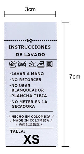 Marquillas Instrucciones De Lavado En Satín. 3x7cm. 100 Unid