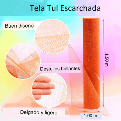 Tela Tul Escarchada Vestidos Faldas Ancho 1.50m  X 1 Mts