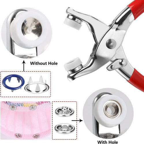 Kit Pinza Alicate Para Broches Metálicos+300 Broches Costura