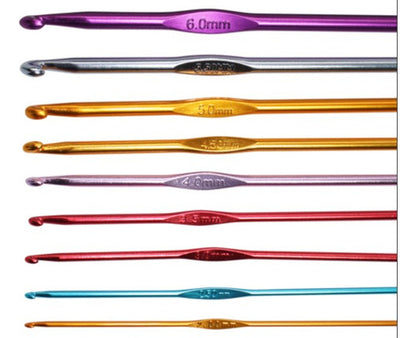 Kit De Agujas Crochet Tejer Aluminio 2.0mm A 6.5mm X 10 Unid
