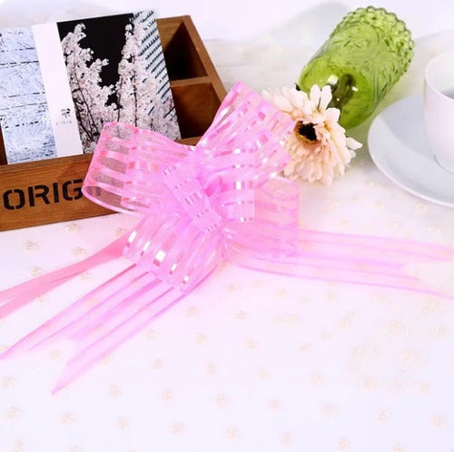 Moños De Regalo Mediano Organza Irizado Navidad 100 Und