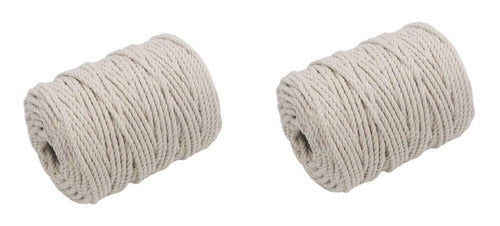 2 Hilos De Algodón Para Tejer Macramé 6mm Beige Beige