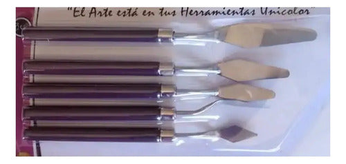 Espatulas Para Pintura Unicolor X5 Unidades Mango Morado