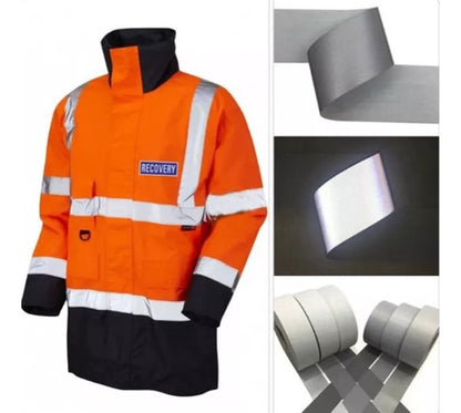 Cinta Reflectiva Gris Para Confeccion Con Base 2.5 Cm X 100m